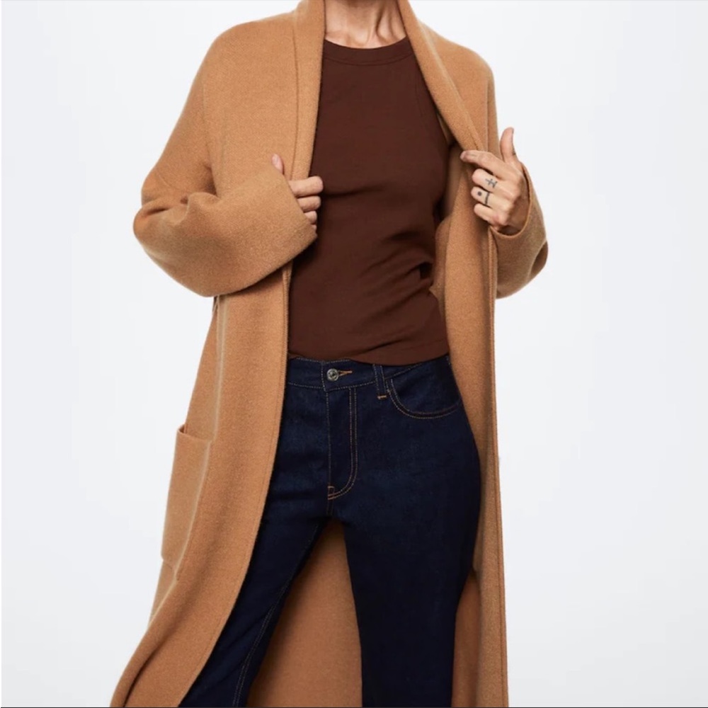 Mango Oversized Knitted Coat with Pockets Medium